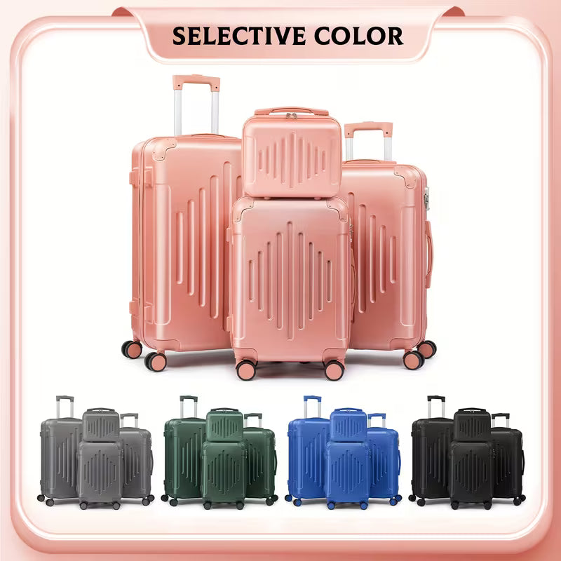 Suitcases hard-shell 12 20 24 28 inches of 4 featuring corner guards available in sizes and these durable cases come with 360-degree spinner wheels offering a spacious and lightweight option for travel
